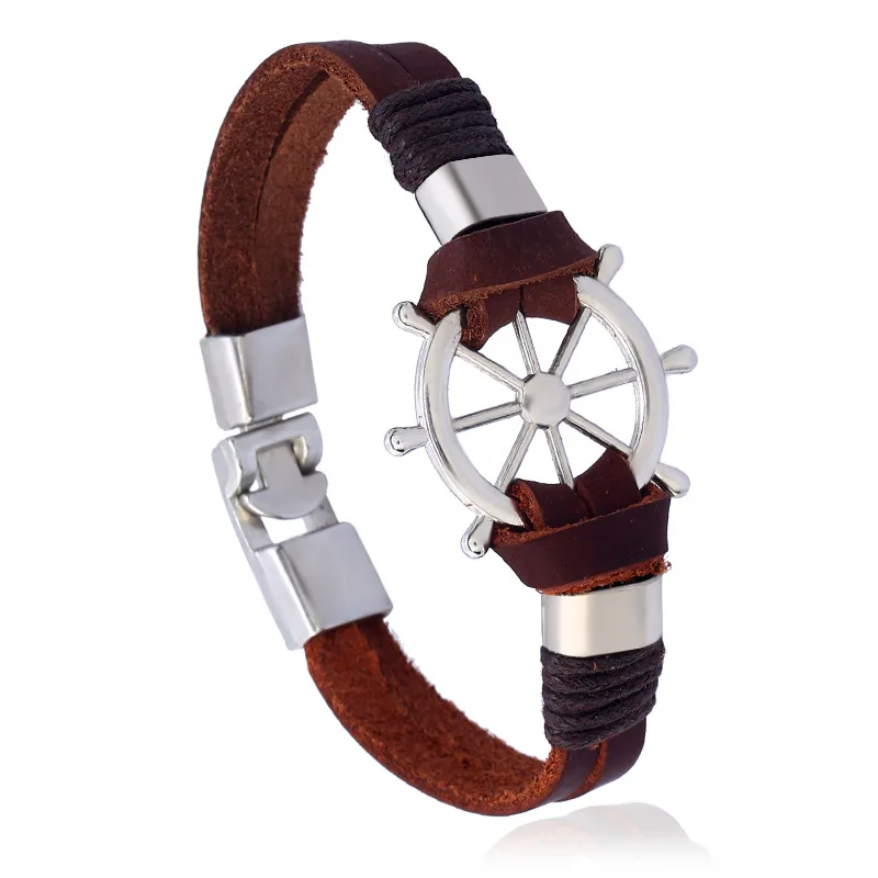 2018 Trend Anchor Bracelet Homme Men Jewelry Silver Rudder Brown Leather Viking Nautical Bracelet Rope Bracelets For Women G
2018 Trend Anchor Bracelet Homme Men Jewelry Silver Rudder Brown Leather Viking Nautical Bracelet Rope Bracelets For Women G