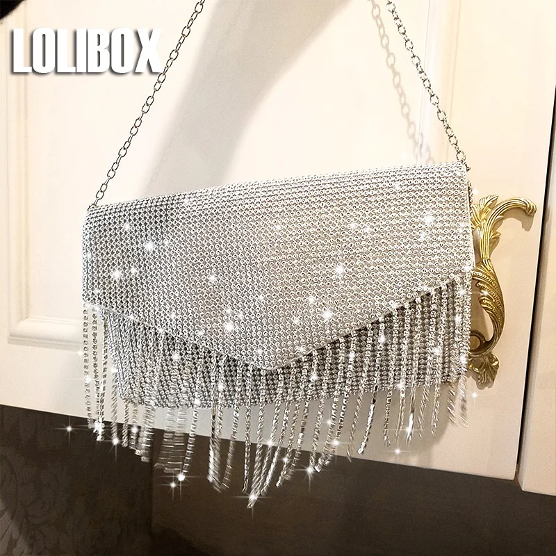 LOLIBOX Women Messenger Bags New Rhinestone Envelope Bag Women Clutch Bag Shoulder Bags Tassel Dress Evening Party Package
LOLIBOX Women Messenger Bags New Rhinestone Envelope Bag Women Clutch Bag Shoulder Bags Tassel Dress Evening Party Package