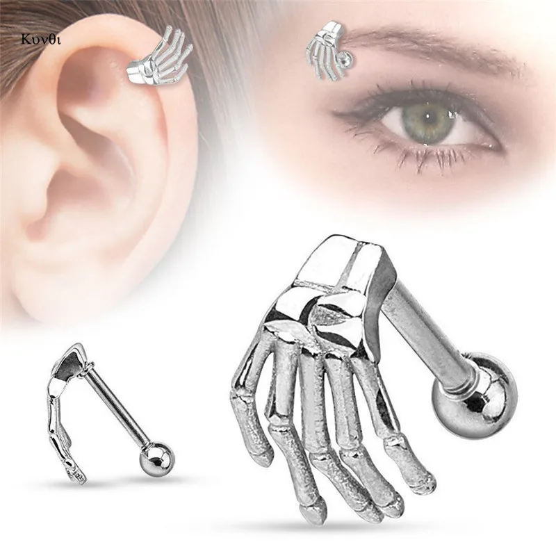 Silver Gold 1Pair Gothic Punk Skull Hand Ear Cuff Lip Ring Hand Barbell Ear Cartilage Helix Stud Bar Earring Piercing Jewelry
Silver Gold 1Pair Gothic Punk Skull Hand Ear Cuff Lip Ring Hand Barbell Ear Cartilage Helix Stud Bar Earring Piercing Jewelry