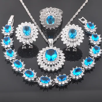 Exquisite Sky Blue Crystal Silver Plated Jewelry Set For Women Birthday Gifts Pendant Necklace Ring Earrings Bracelet Set QS0447
Exquisite Sky Blue Crystal Silver Plated Jewelry Set For Women Birthday Gifts Pendant Necklace Ring Earrings Bracelet Set QS0447