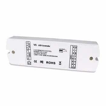 V5 receptor; 5CH 12-24V 4A Constant Voltage RF 2.4G Receiver;DC12-24V input;5A*5CH output;Light type: RGB+WW/NW
V5 receptor; 5CH 12-24V 4A Constant Voltage RF 2.4G Receiver;DC12-24V input;5A*5CH output;Light type: RGB+WW/NW