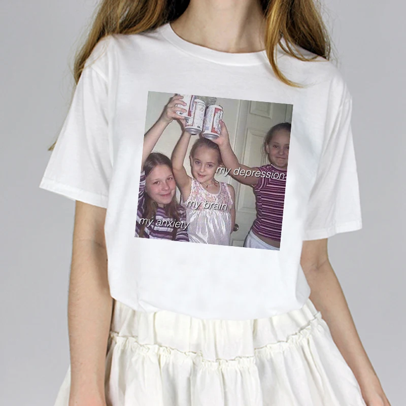 Spoof Harajuku Letter Print Funny Summer Women's Short Sleeve Casual Large Size Loose Fashion Cartoon Fun T-Shirt Printed Tees
Spoof Harajuku Letter Print Funny Summer Women's Short Sleeve Casual Large Size Loose Fashion Cartoon Fun T-Shirt Printed Tees