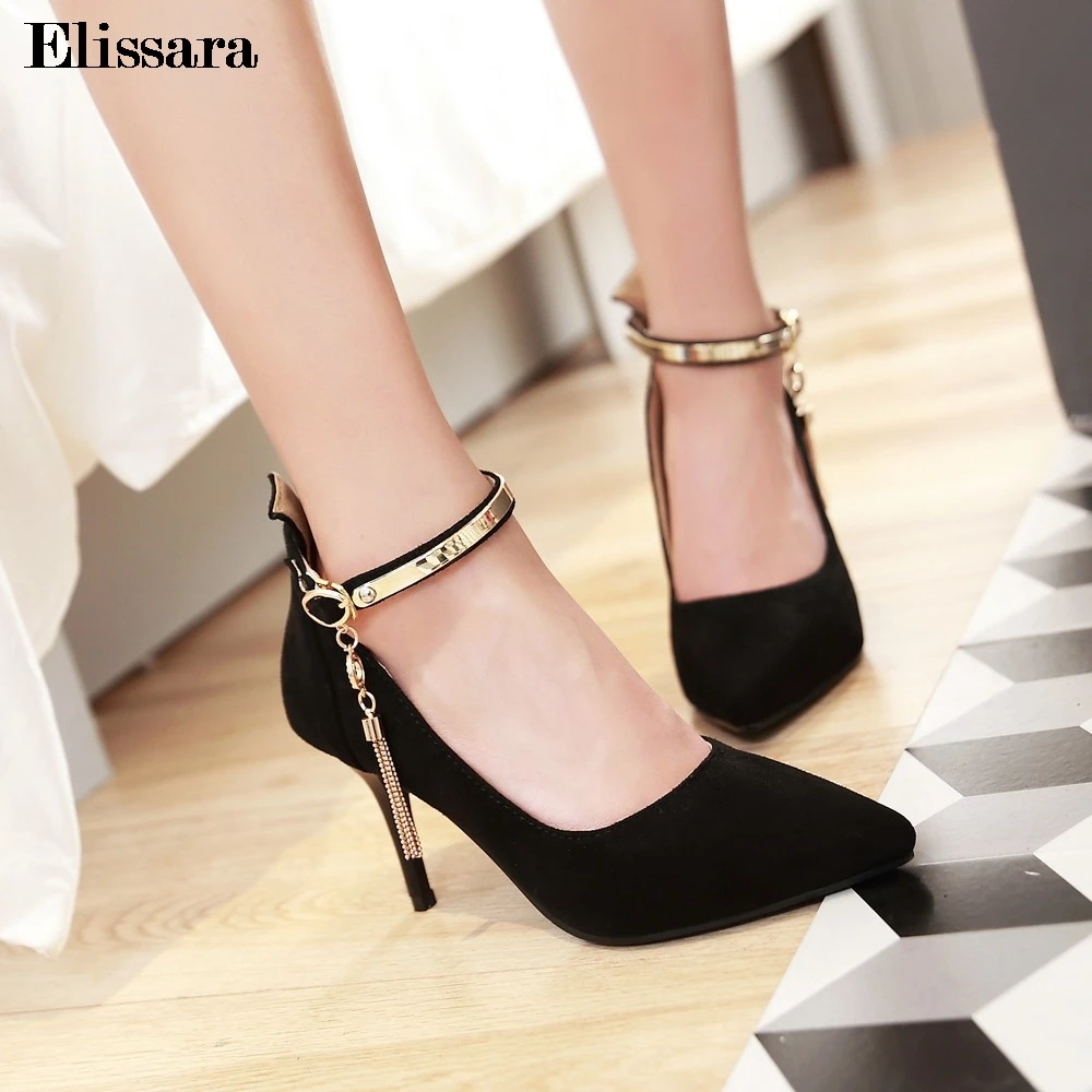 Women Fashion High Heels Pumps Shoes Womens Flock Ankle Strap Pointed Toe Black Heels Pumps Shoes Size 31-43 Elissara
Women Fashion High Heels Pumps Shoes Womens Flock Ankle Strap Pointed Toe Black Heels Pumps Shoes Size 31-43 Elissara