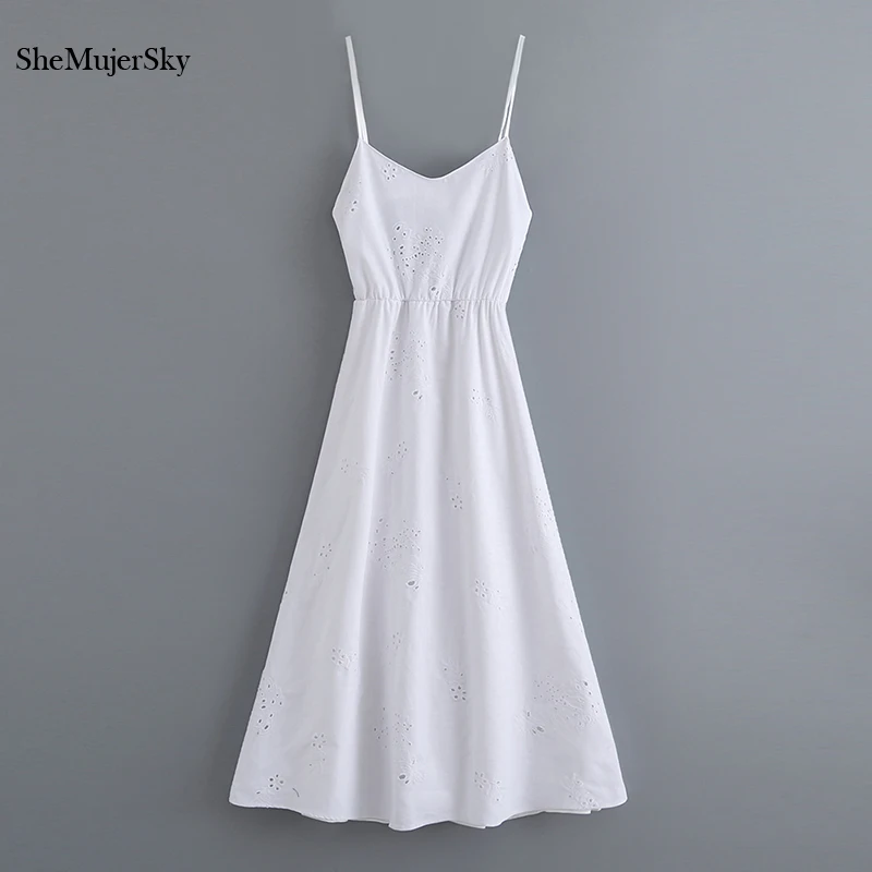 SheMujerSky White Spaghetti Strap Midi Dress Embroidery A-line Summer Dress With Lining 2019 bodycon
SheMujerSky White Spaghetti Strap Midi Dress Embroidery A-line Summer Dress With Lining 2019 bodycon
