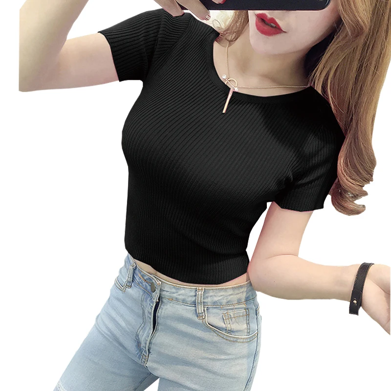 Vetement Femme 2017 Fashion Clothing Sexy O-Neck Tops Knitted Cotton Tshirt Women T Shirt Summer Short Sleeve Crop Top Female
Vetement Femme 2017 Fashion Clothing Sexy O-Neck Tops Knitted Cotton Tshirt Women T Shirt Summer Short Sleeve Crop Top Female