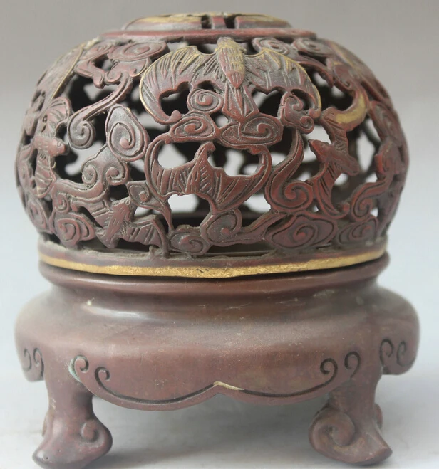 5" Chinese Dyansty Bronze 4 Foot chiropter flittermouse Incense Burner Censer R0711
5" Chinese Dyansty Bronze 4 Foot chiropter flittermouse Incense Burner Censer R0711