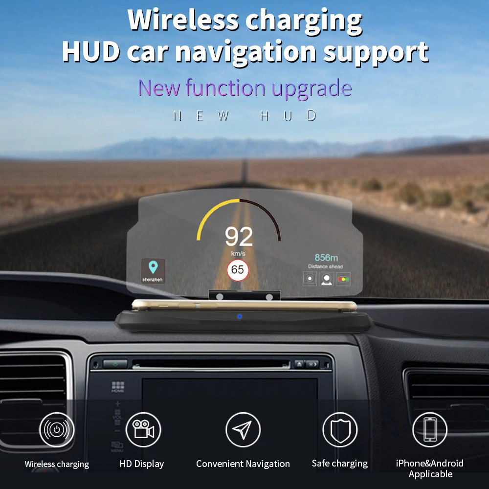 Car HUD 10W Wireless Charger For iPhone X 8 Plus Head Up Display Navigation Stand Holder Qi Wireless Charging For Samsung S8 S9 (1)