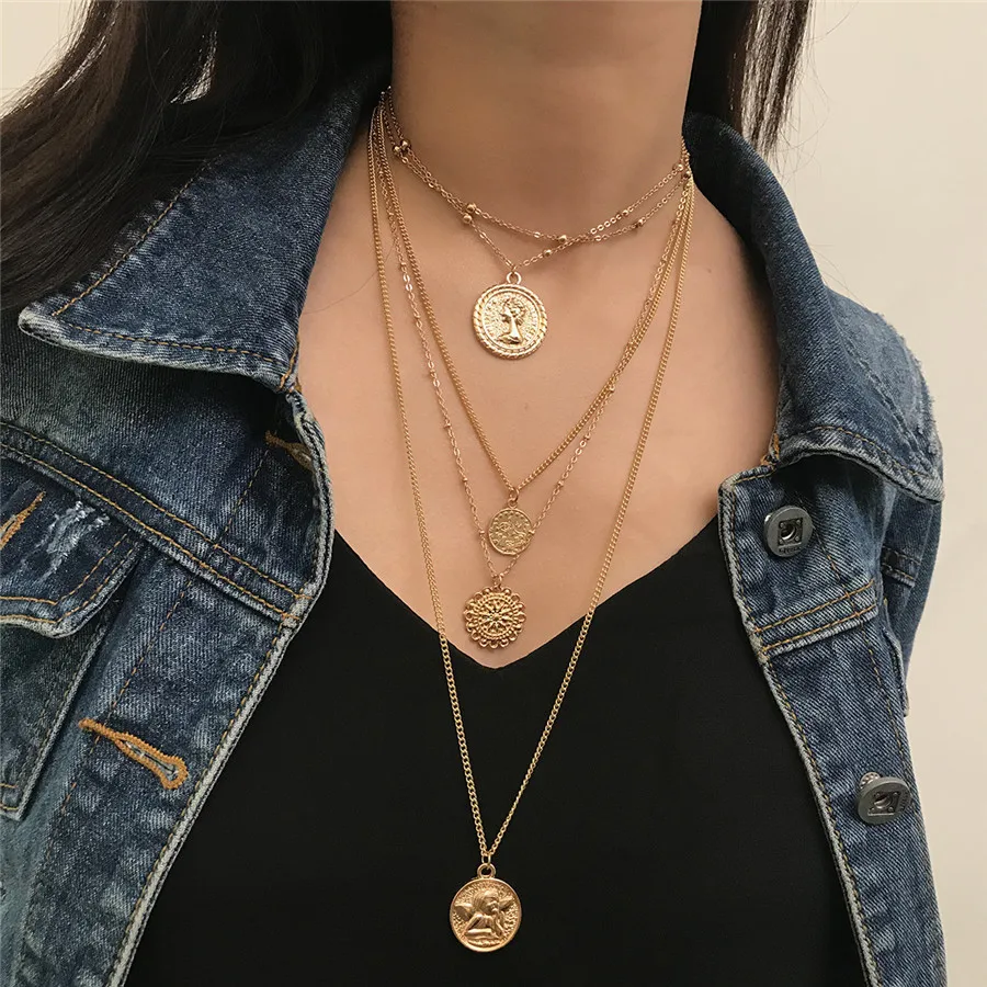 Bohemian Layered Coins Choker Necklaces Women Boho Religious Jewelry Gold Silver Chains Punk Mary Flower Vintage Pendants 2019
Bohemian Layered Coins Choker Necklaces Women Boho Religious Jewelry Gold Silver Chains Punk Mary Flower Vintage Pendants 2019