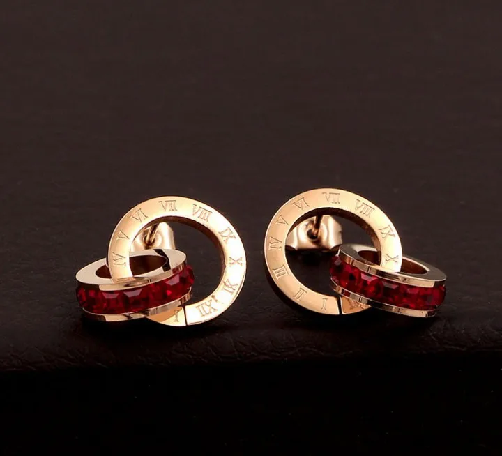 Bilincolor Red Rhinestone Stainless Steel Two Circles Roman Numerals Stud Earring for Women
Bilincolor Red Rhinestone Stainless Steel Two Circles Roman Numerals Stud Earring for Women