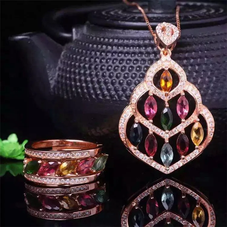 Natural tourmaline jewelry wholesale 925 sterling silver jewelry silver pendants + ring jewelry pieces of two
Natural tourmaline jewelry wholesale 925 sterling silver jewelry silver pendants + ring jewelry pieces of two