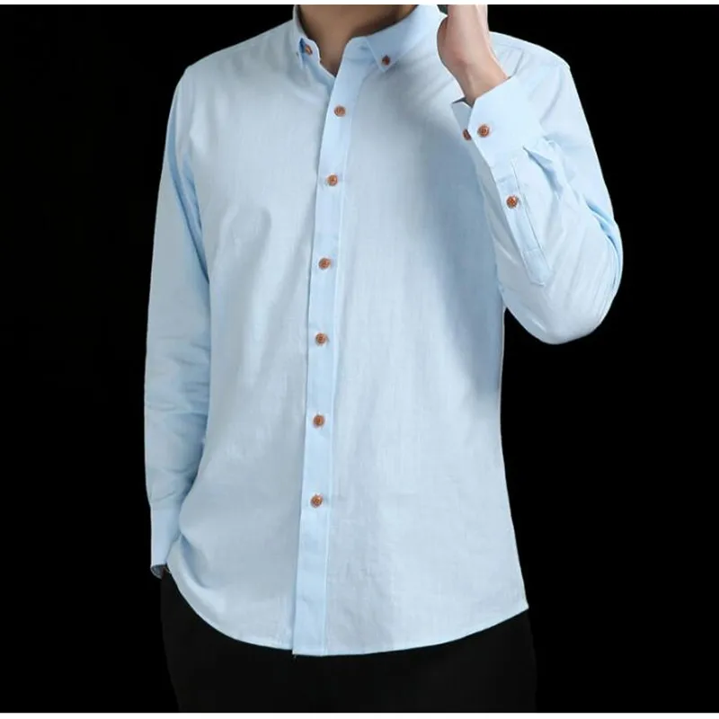 Business shirt long sleeve men's cotton and linen no pocket fashion casual slim shirt business wear
Business shirt long sleeve men's cotton and linen no pocket fashion casual slim shirt business wear