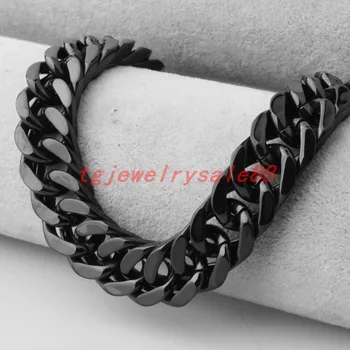 Trendy Double Row Stainless Steel Cuban Curb Link Chain Bracelet Or Necklace 14mm Wide Black Color Cool Men's Jewelry 7-40inches
Trendy Double Row Stainless Steel Cuban Curb Link Chain Bracelet Or Necklace 14mm Wide Black Color Cool Men's Jewelry 7-40inches