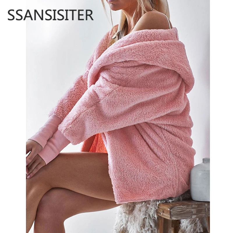 Faux Fur Coat Hooded Women Autumn Winter Warm Soft Fur Jacket Pink Fake Rabbit Fur Overcoat Casual Outewear Fleece Fur Coat 
Faux Fur Coat Hooded Women Autumn Winter Warm Soft Fur Jacket Pink Fake Rabbit Fur Overcoat Casual Outewear Fleece Fur Coat