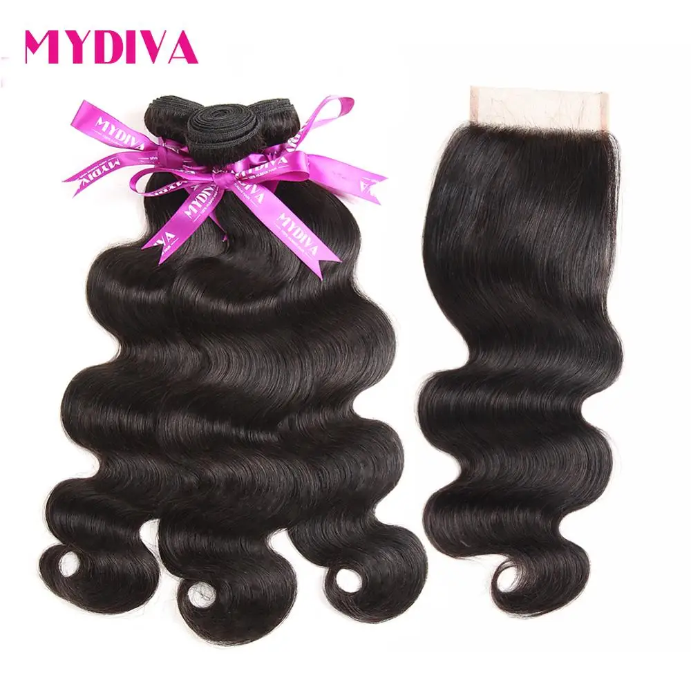 Mydiva Peruvian Body Wave Human Hair Extension 3 Bundles With Lace Closure 4Pcs/Lot Non-Remy Hair Weaving Bundles With Closure
Mydiva Peruvian Body Wave Human Hair Extension 3 Bundles With Lace Closure 4Pcs/Lot Non-Remy Hair Weaving Bundles With Closure