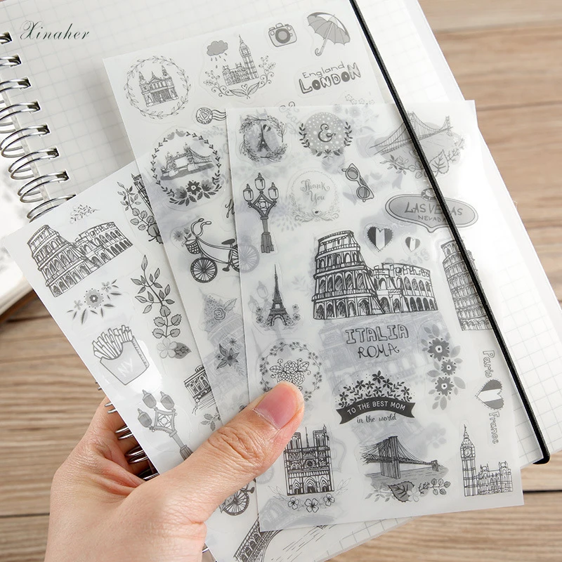 XINAHER 6sheets/lot Travel world building PET sticker decoration stickers DIY for craft diary scrapbooking planner label sticker
XINAHER 6sheets/lot Travel world building PET sticker decoration stickers DIY for craft diary scrapbooking planner label sticker