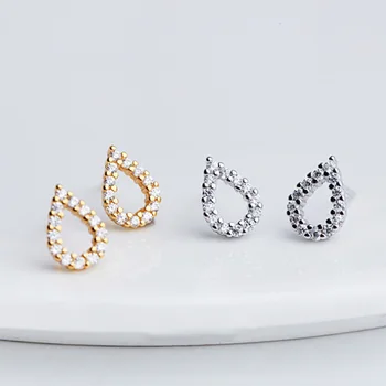 925 Sterling Silver Water droplets Stud Earrings for Women Gold Color Zircon Rhinestone Pear Shape Femme Charming Mini Jewellery
925 Sterling Silver Water droplets Stud Earrings for Women Gold Color Zircon Rhinestone Pear Shape Femme Charming Mini Jewellery