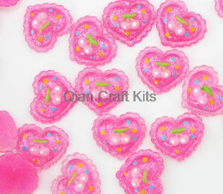 Set of 100pcs hot pink glitter resin heart shape with cherry cabochons (18x16x6mm) Cell phone decor, hair accessory DIY sz0999
Set of 100pcs hot pink glitter resin heart shape with cherry cabochons (18x16x6mm) Cell phone decor, hair accessory DIY sz0999
