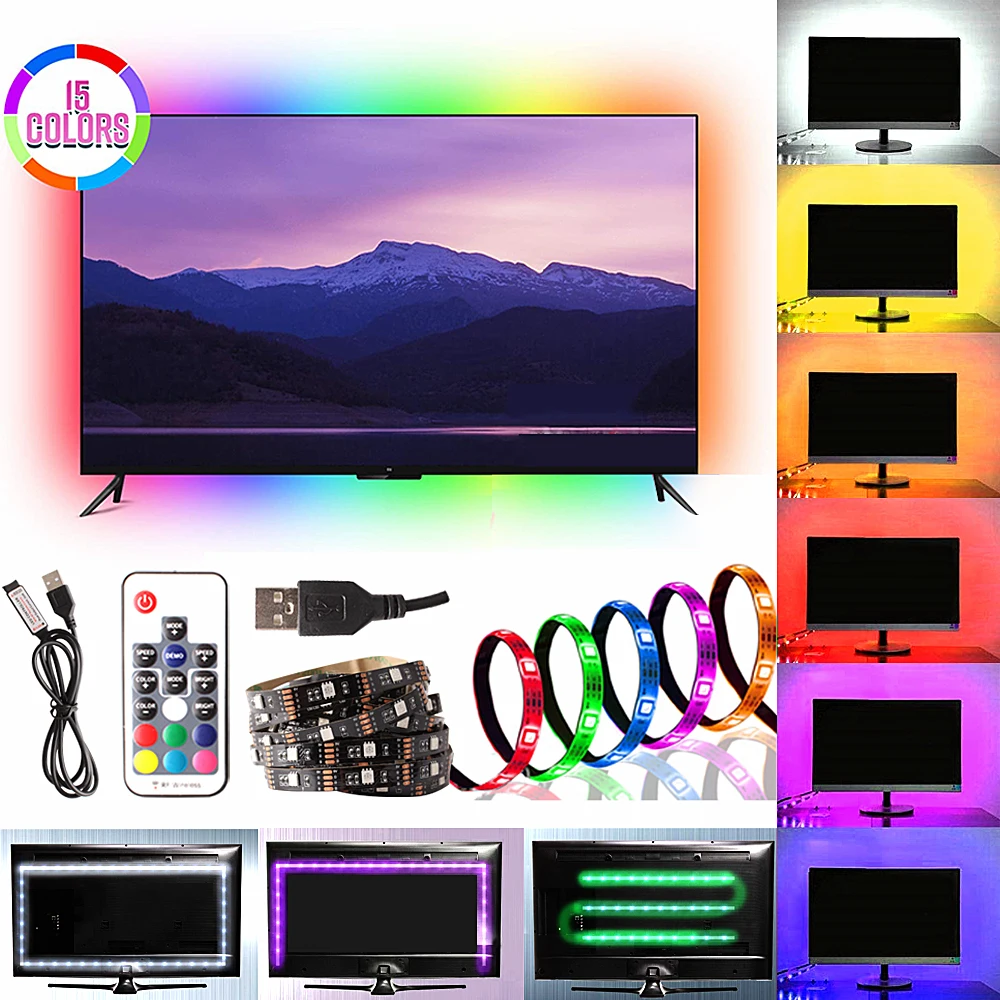 5V Backlight TV Light USB LED Strip Flexible Neon Lamp 17Keys RF Remote Controller Ledstrip RGB SMD 5050 2835 Ambilight LED Tape
5V Backlight TV Light USB LED Strip Flexible Neon Lamp 17Keys RF Remote Controller Ledstrip RGB SMD 5050 2835 Ambilight LED Tape
