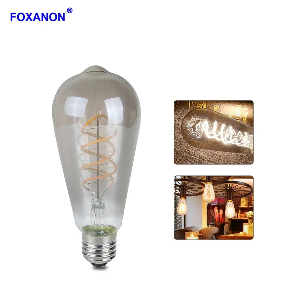 Foxanon Vintage Edison Bulb Light E27 AC220V ST64 Retro Lamp 3W Filament Light Lampada Ampoule LED Dimmable Lamps For Home Diner
Foxanon Vintage Edison Bulb Light E27 AC220V ST64 Retro Lamp 3W Filament Light Lampada Ampoule LED Dimmable Lamps For Home Diner