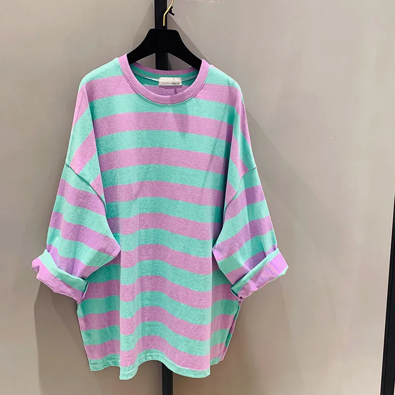 2019 New Spring Autumn Women's Round Collar Bat Sleeve Stripes T shirts Loose Girls Student Female Casual Shirt Tops N746
2019 New Spring Autumn Women's Round Collar Bat Sleeve Stripes T shirts Loose Girls Student Female Casual Shirt Tops N746