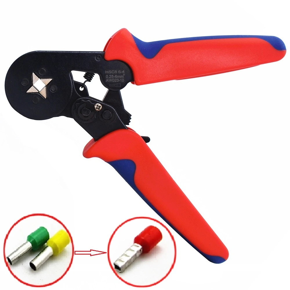 Self-Adjustable Crimping Pliers AWG 23-10 0.25-6mm2 for Wire End Ferrules Four-mandrel Ratchet Ferrule Crimp Tools Connector
Self-Adjustable Crimping Pliers AWG 23-10 0.25-6mm2 for Wire End Ferrules Four-mandrel Ratchet Ferrule Crimp Tools Connector