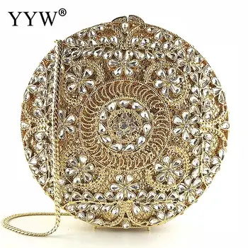 Rhinestones Women Luxury Round Clutch Bag Diamonds Beaded Metal Evening Bags Chain Shoulder Messenger Purse Evening Wedding Bag
Rhinestones Women Luxury Round Clutch Bag Diamonds Beaded Metal Evening Bags Chain Shoulder Messenger Purse Evening Wedding Bag