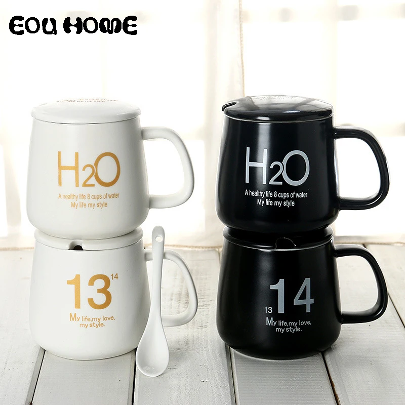380ml Creative Ceramic Mugs Black and White Cup 1314 Couples Lover Cup with Cover Spoon Breakfast Milk Coffee Water Mark Cups
380ml Creative Ceramic Mugs Black and White Cup 1314 Couples Lover Cup with Cover Spoon Breakfast Milk Coffee Water Mark Cups
