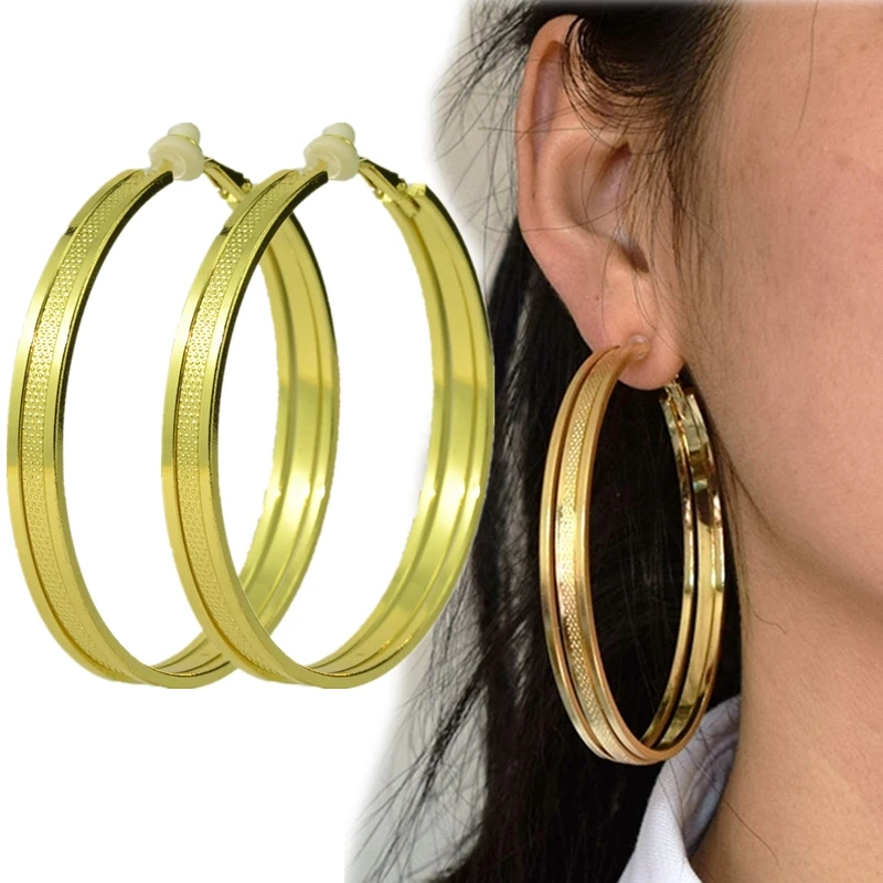 Big circle gold silver Round Clip on ear Earrings Hoops for women with cushion pad without piercing Fashion jewelry Girl Earring
Big circle gold silver Round Clip on ear Earrings Hoops for women with cushion pad without piercing Fashion jewelry Girl Earring