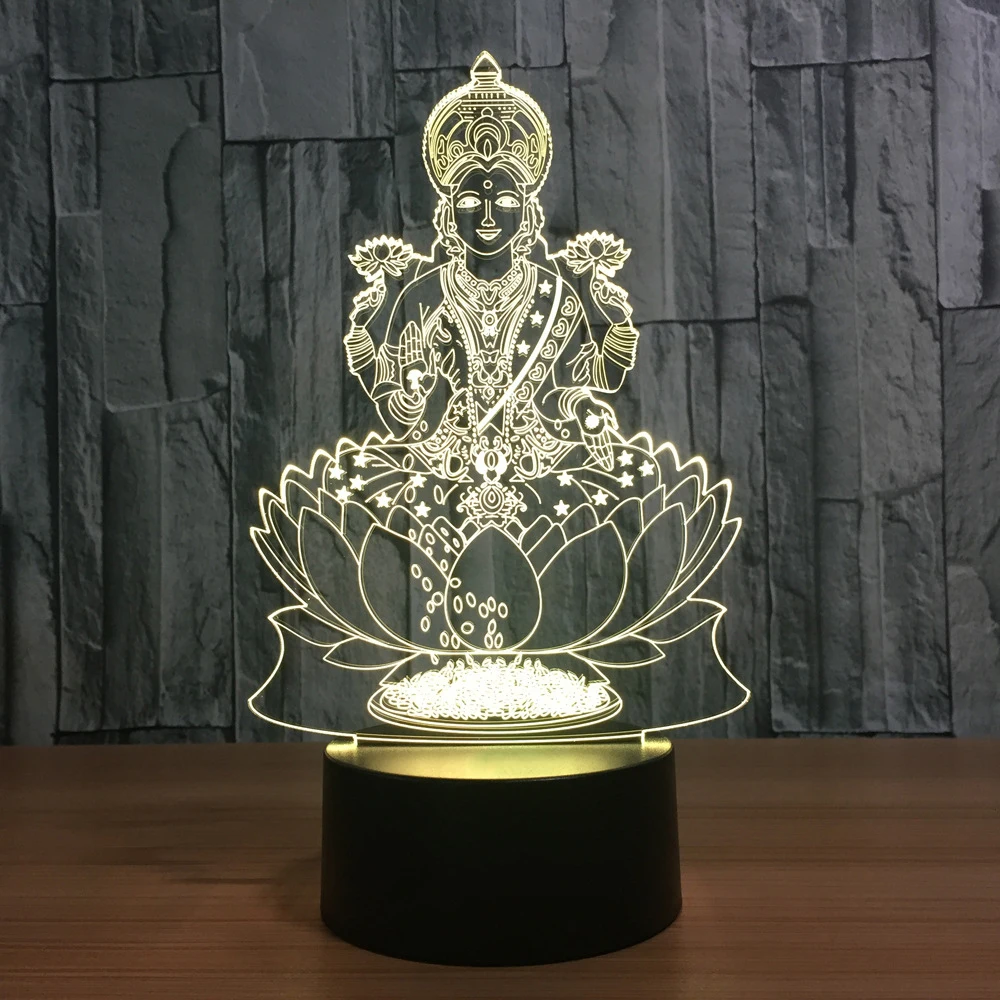 7 Color Changing Atmosphere 3D Lamp Lakshmi Night Light LED Visual India Goddess Of Wealth Lamp Bedroom Decor Gift Light Fixture
7 Color Changing Atmosphere 3D Lamp Lakshmi Night Light LED Visual India Goddess Of Wealth Lamp Bedroom Decor Gift Light Fixture