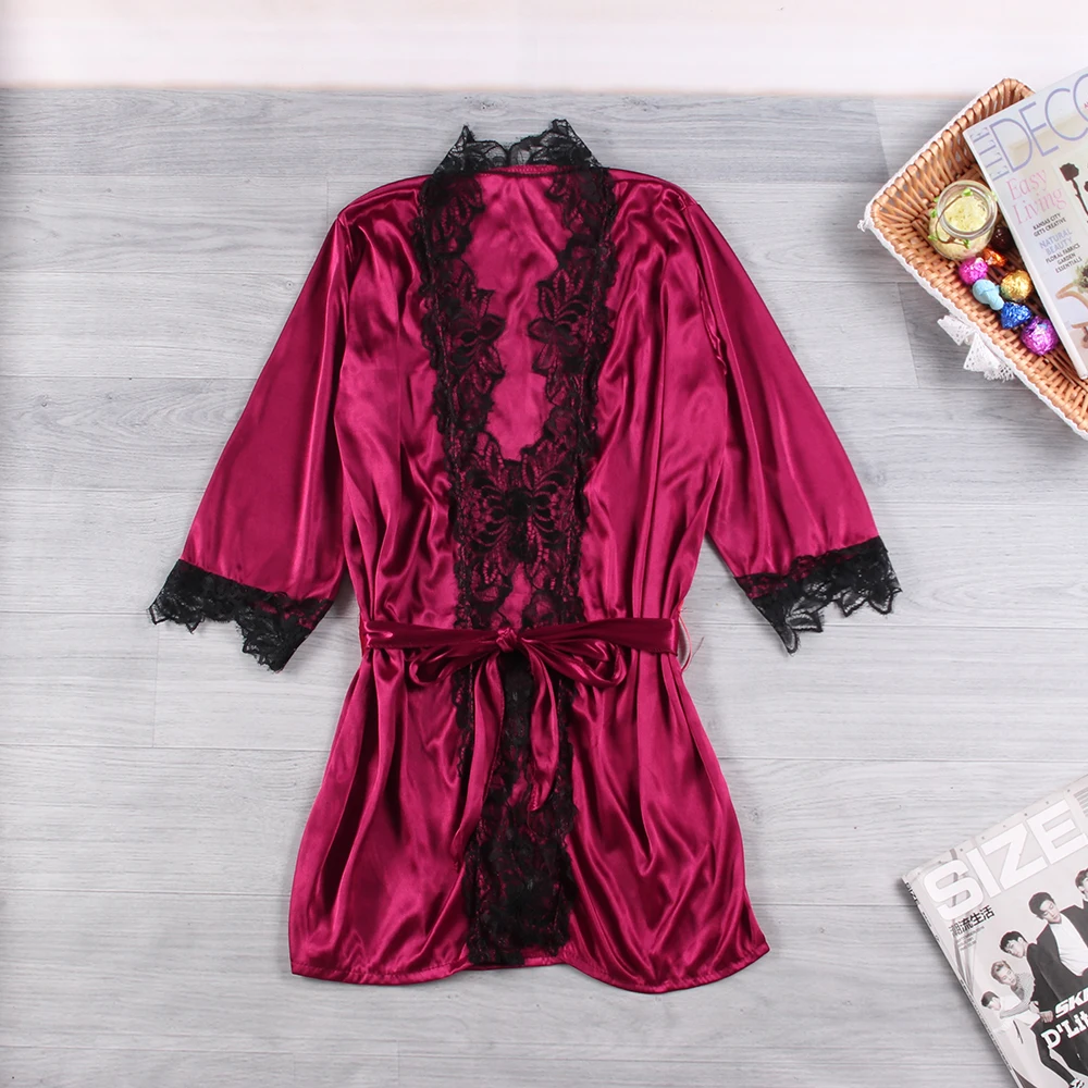 1Set Women Sexy Lace Floral Sleepwear Comfortable Satin Silk Robe Dress Nightwear Underwear Babydoll G-string 2017 New
1Set Women Sexy Lace Floral Sleepwear Comfortable Satin Silk Robe Dress Nightwear Underwear Babydoll G-string 2017 New