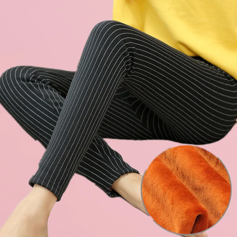 Ynncnik Winter Thick Fleece Black Striped Printed Pencil Pants Women Casual Warm Korean Leggings S1372
Ynncnik Winter Thick Fleece Black Striped Printed Pencil Pants Women Casual Warm Korean Leggings S1372