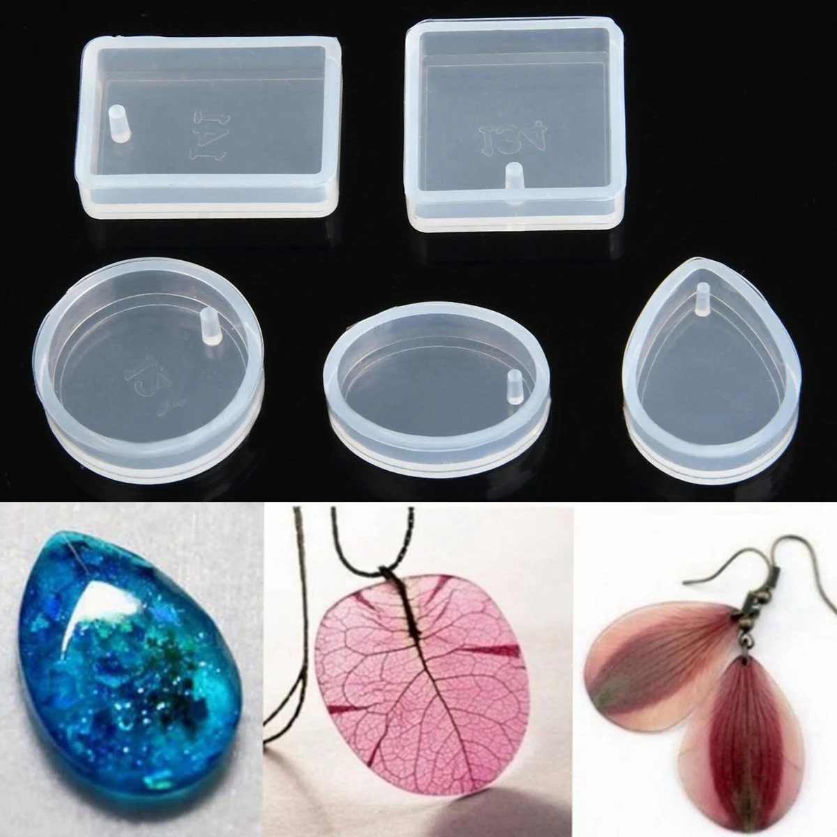 5pcs Silicone Mould Mold for DIY Resin Round Necklace Jewelry Pendant Making