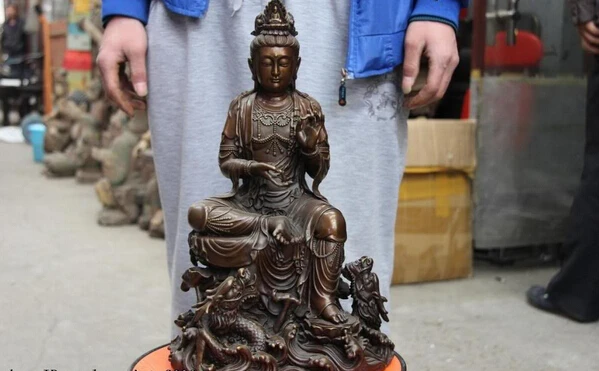 Collectible bronze lion statue S1117 15 Copper Bronze Sit Dragon Fastdom GuanYin Kwan-Yin Boddhisattva Goddess Statue (B0413)
Collectible bronze lion statue S1117 15 Copper Bronze Sit Dragon Fastdom GuanYin Kwan-Yin Boddhisattva Goddess Statue (B0413)