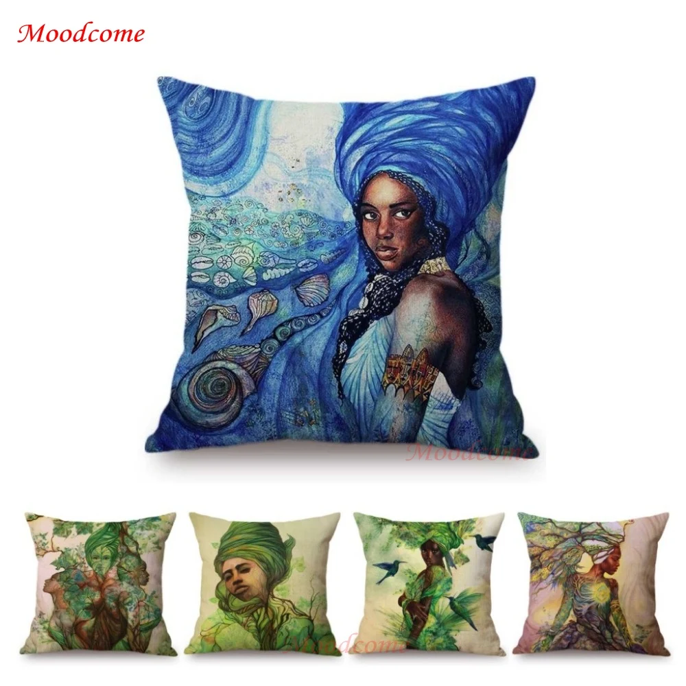 Beautiful Green Dreamy African Goddess Woman Art Home Decoration Sofa Throw Pillow Case Spring Green Fantasy Linen Cushion Cover
Beautiful Green Dreamy African Goddess Woman Art Home Decoration Sofa Throw Pillow Case Spring Green Fantasy Linen Cushion Cover