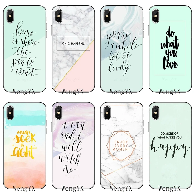 

quotes mint pink marble slim silicone TPU Soft phone cover case For Apple iPhone 4 4s 5 5s 5c SE 6 6s 7 8 plus X XR XS Max