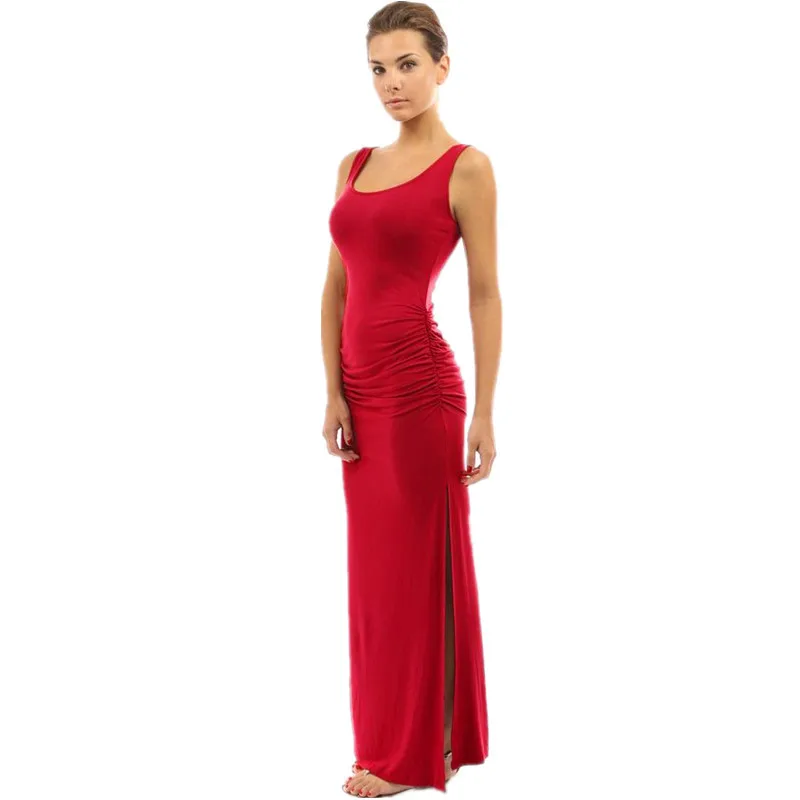 2019 New Summer Women Sexy Split Robe Dresses Sleeveless Casual O-Neck Black Blue Red Long Dress Female Slim Maxi Dress Vestidos
2019 New Summer Women Sexy Split Robe Dresses Sleeveless Casual O-Neck Black Blue Red Long Dress Female Slim Maxi Dress Vestidos