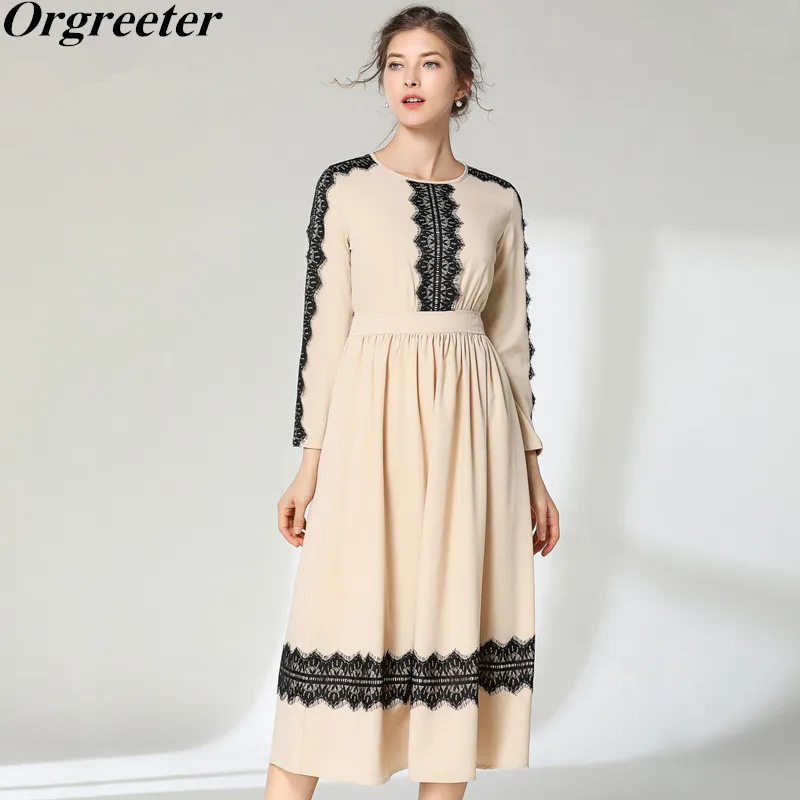 Elegant Lace Appliques Chiffon Long Dresses 2019 Spring Women Long Sleeve Lace Spliced Ruched Big Swing Female Casual Dresses
Elegant Lace Appliques Chiffon Long Dresses 2019 Spring Women Long Sleeve Lace Spliced Ruched Big Swing Female Casual Dresses