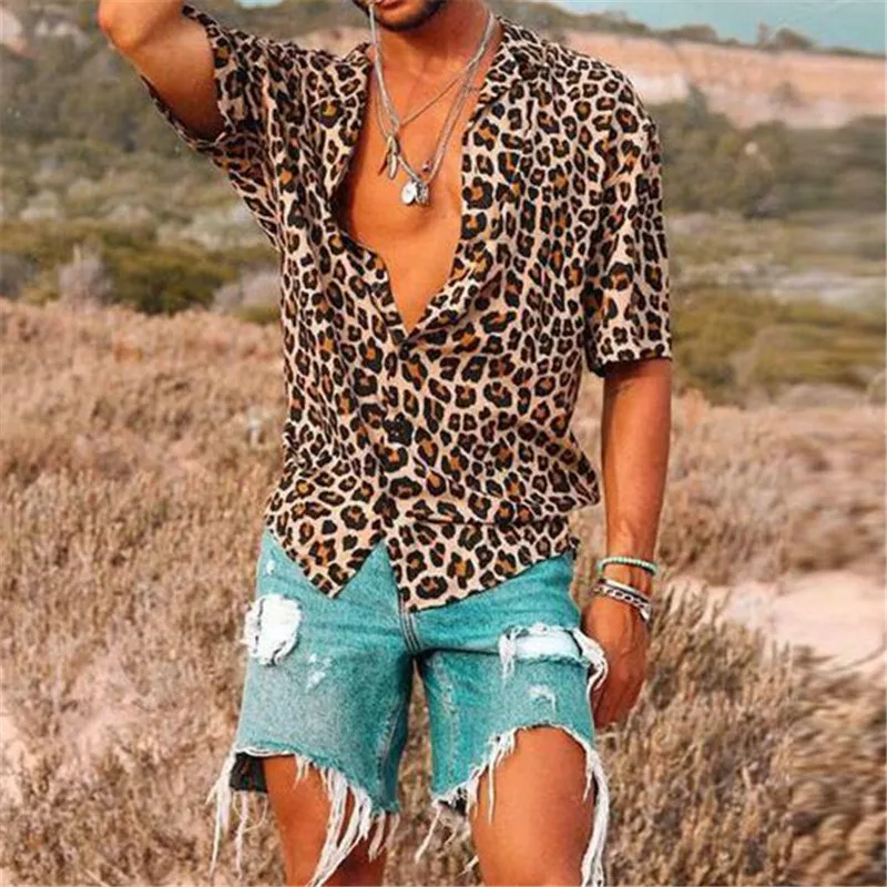 New Fashion Men's Short Sleeve Leopard Print Shirts Male Loose Sexy Summer Casual Turn Down Neck Blouse Tops Plus Size S-3XL
New Fashion Men's Short Sleeve Leopard Print Shirts Male Loose Sexy Summer Casual Turn Down Neck Blouse Tops Plus Size S-3XL