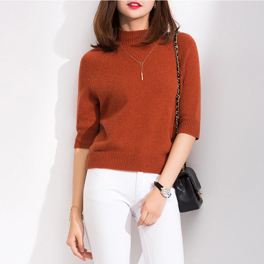 Hot Sale 4Colors Women Sweaters 100% Cashmere and Wool Knitting Soft Pullovers Half-Sleeve New Arrival Lady Jumpers Clothes Tops
Hot Sale 4Colors Women Sweaters 100% Cashmere and Wool Knitting Soft Pullovers Half-Sleeve New Arrival Lady Jumpers Clothes Tops