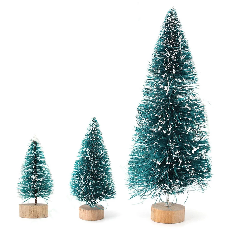 5Pcs x Mini 2019 Christmas Snow Tree Holiday Festival Gift Party Office Ornament Decor 4-12.5CM