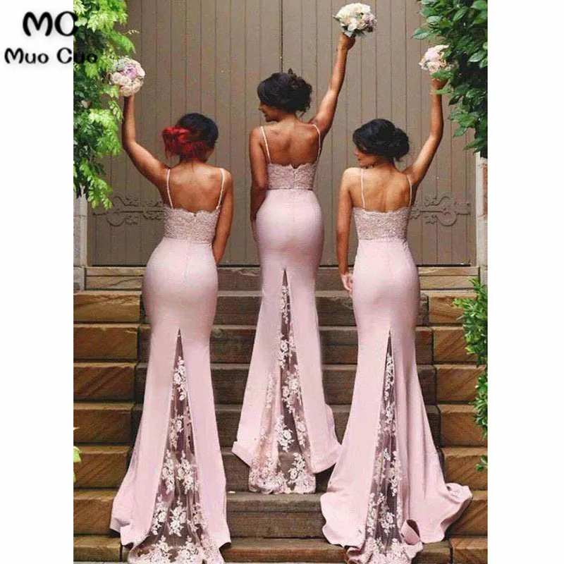 Spaghetti Strap Mermaid Bridesmaid Dresses Sexy Lace Bridesmaid Dresses3