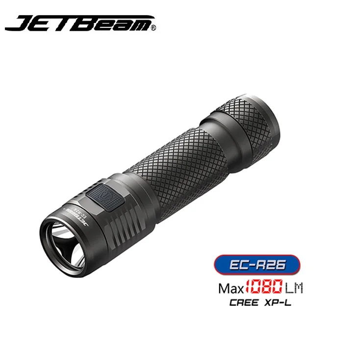 Jetbeam EC-R26 Cree XPL 1080 lumens Led Flashlight Recharger with Micro USB Port by 18650 Battery for Self Defense
Jetbeam EC-R26 Cree XPL 1080 lumens Led Flashlight Recharger with Micro USB Port by 18650 Battery for Self Defense