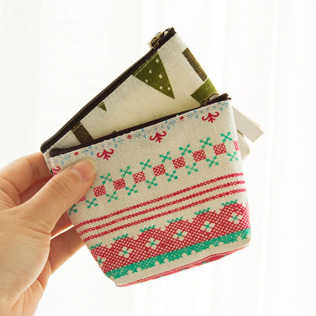 small fresh animal canvas mini change coin purse bag zipper