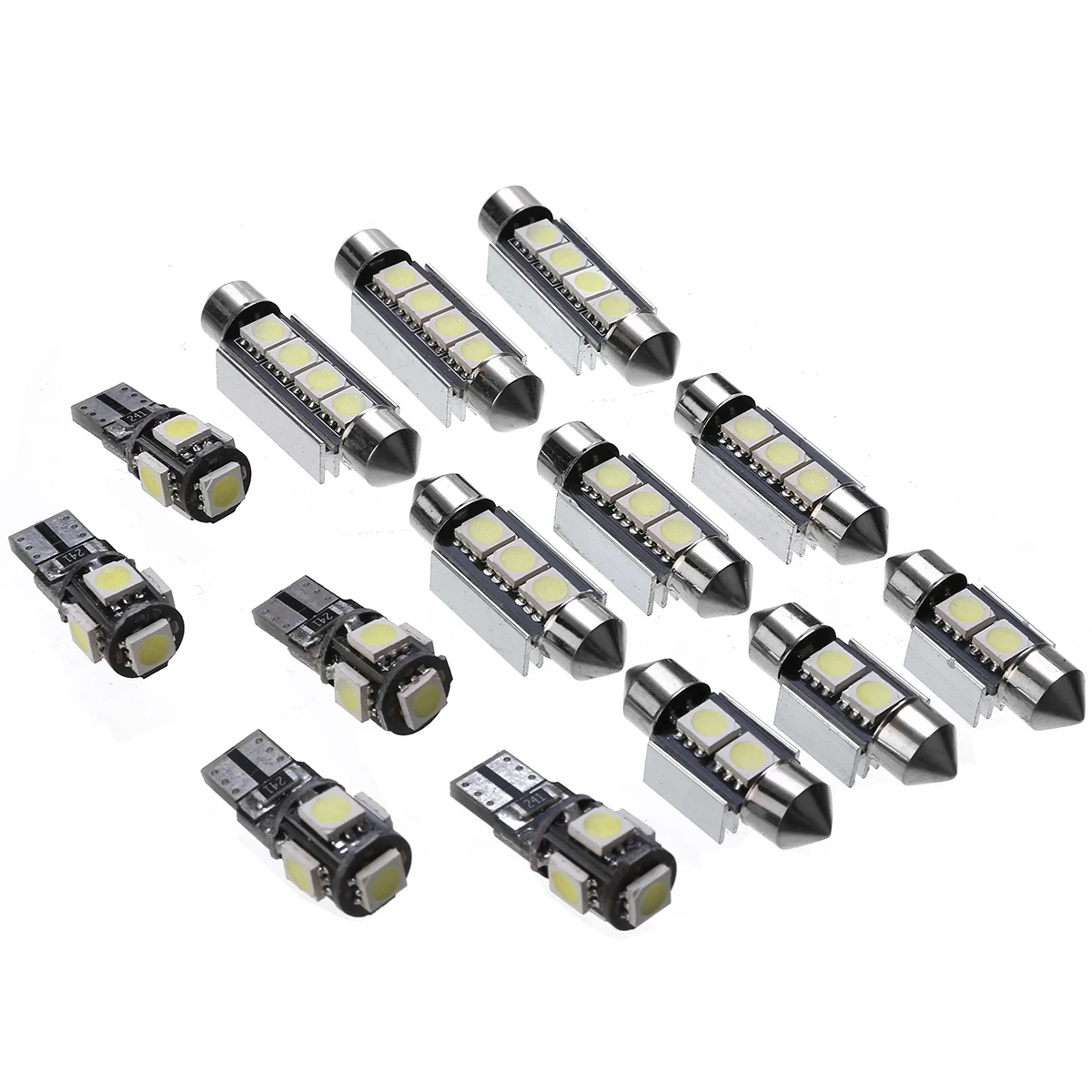 14pcs White Car Interior LED Light Set Kit 39/41/42mm License Plate Reading Ceiling Lamp For BMW 3 Series E90 328i 335i M3