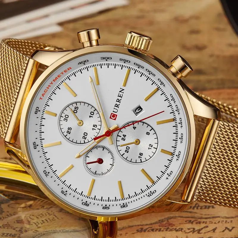 CURREN Fashion Watch Men Luxury Ultra Thin Stainless Steel Waterproof Wristwatch Man Gold Sports Casual Clock Quartz Watches
CURREN Fashion Watch Men Luxury Ultra Thin Stainless Steel Waterproof Wristwatch Man Gold Sports Casual Clock Quartz Watches