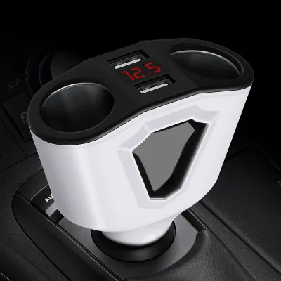 Multifunctional dual USB digital display car charger Dual cigarette lighter car charger
Multifunctional dual USB digital display car charger Dual cigarette lighter car charger