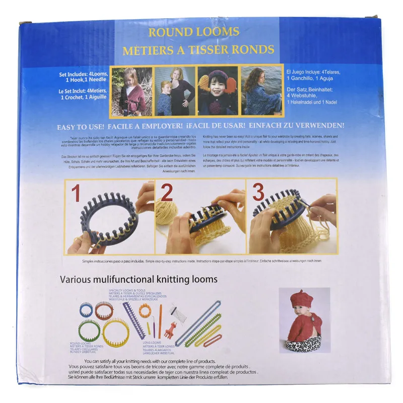 KOKNIT 4pcs DIY Knitting Loom Tool Scarf Shawl Sock Hat Maker Weave Needle Kit Women DIY Craft Tools Accessory with Instruction (3)