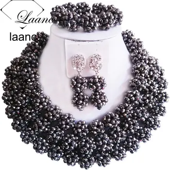 Brand Laanc Nigerian Wedding African Beads Jewelry Set Crystal Ball Beaded Silver Big Necklaces AL322
Brand Laanc Nigerian Wedding African Beads Jewelry Set Crystal Ball Beaded Silver Big Necklaces AL322