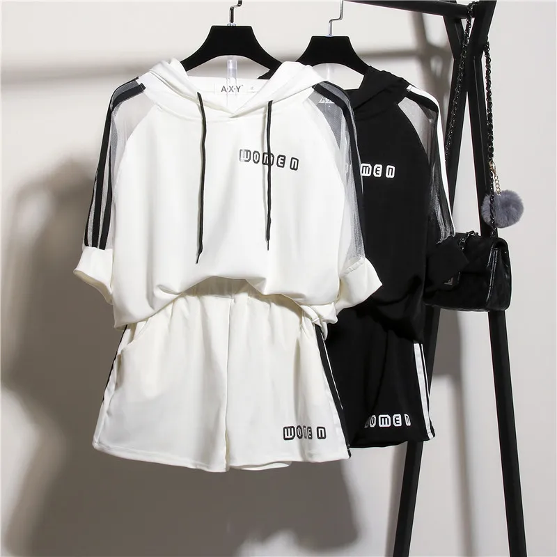 P13 L -4xl Plus Size 2019 Suits Summer Female 2 Piece Shorts Set Women Hooded Elastic Waist Patchwork Mesh Short Sleeve Pullover
P13 L -4xl Plus Size 2019 Suits Summer Female 2 Piece Shorts Set Women Hooded Elastic Waist Patchwork Mesh Short Sleeve Pullover