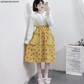 Kawaii Sunflower Print Lolita Suspender Skirt Women Japanese Style Front Double Pockets Summer Midi Skirt High Waist Overalls
Kawaii Sunflower Print Lolita Suspender Skirt Women Japanese Style Front Double Pockets Summer Midi Skirt High Waist Overalls